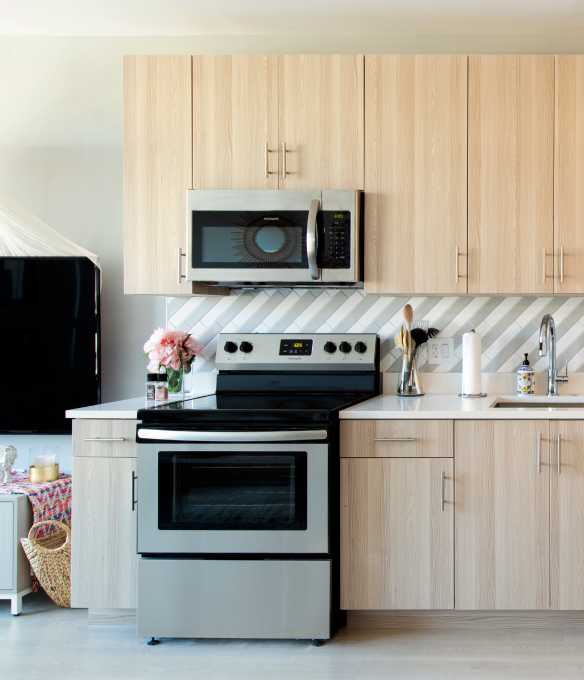 A kitchen with modern appliances